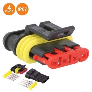 Ficha Automotiva Amp 4 Pinos Superseal 1.5 C/ Terminais IP67 - (WTWSS4X4)