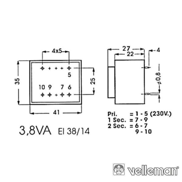 Transformador Encapsulado 3.8va 1x24V 1x0.58a - Image 2