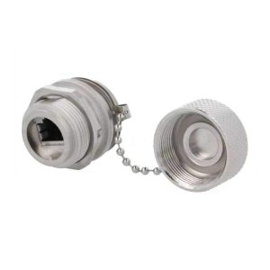 Ficha RJ45 8P8C Fêmea / Fêmea Blindada Painel Ø28mm AMPHENOL - (17-150154)