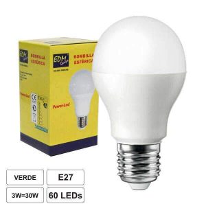 Lâmpada E27 3W=30W 230V C/ 60 LEDS Verde - (35454)