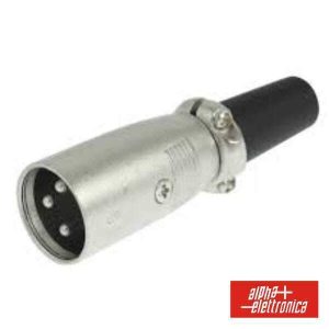 Ficha XLR 3p Macho Niquelada P/ Microfone C/ Proteção Cabo - (40-60)