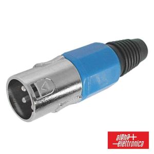 Ficha XLR 3p Macho Azul C/ Blindagem E Bloqueio - (40-66B)