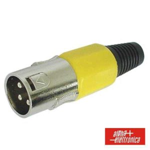 Ficha XLR 3p Macho Amarela C/ Blindagem E Bloqueio - (40-66G)