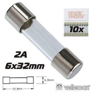Fusível 6x32 Fusão Lenta 2a (10X) VELLEMAN - (6FU2N)