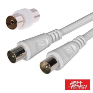 Cabo Coaxial Macho/Macho + Adaptador Branco 2m ALPHA - (87-010W/02B)