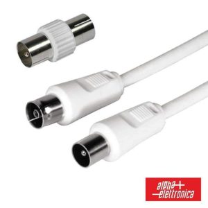 Cabo Coaxial Macho/Fêmea + Adaptador Branco 3m ALPHA - (87-012W/03B)