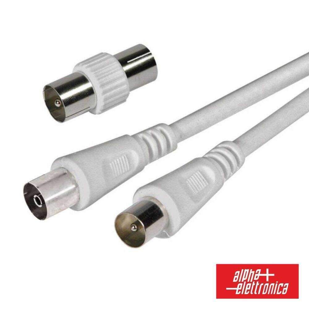 Cabo Coaxial Macho/Fêmea + Adaptador Branco 2m ALPHA - (87-114W/02B)