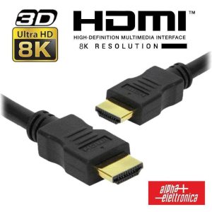 Cabo HDMI Dourado Macho / Macho HDCP 2.2 8K Preto 1m ALPHA - (93-591G3/010)