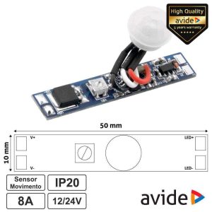 Controlador Mini Sens. Movimento p/ Fita LED 12/24V 8A AVIDE - (AAP-MINICTRL-MOT)