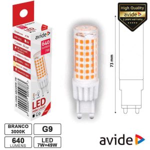 Lâmpada LED G9 7W 230V 3000k 640lm AVIDE - (ABG9WW-7W)