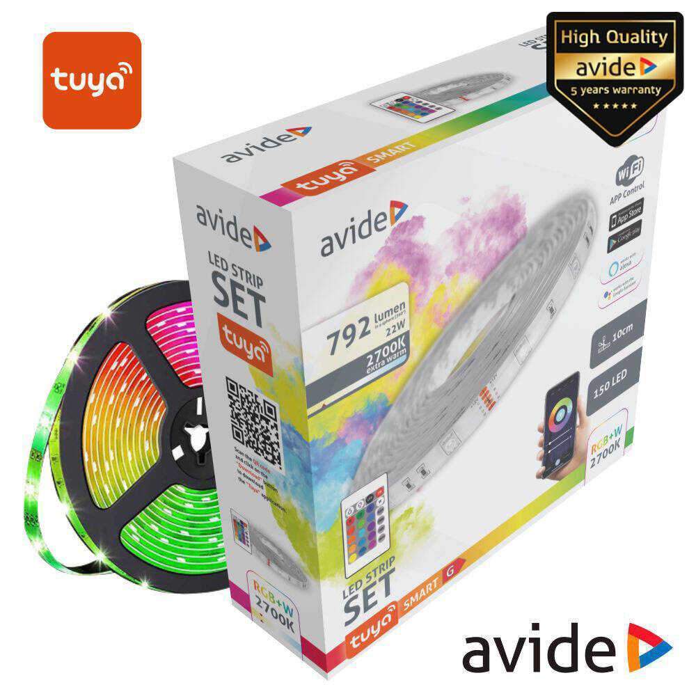 Kit Fita LED RGBW 12V 5m IP65 WIFI+ IR TUYA AVIDE - (ABLS-30RGBW65-TYIR)