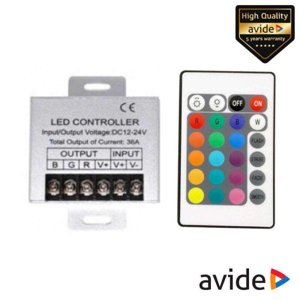 Controlador P/ Fita LEDS RGB 12V C/ Comando RF AVIDE - (ABLS12V24KRGB-RFC)