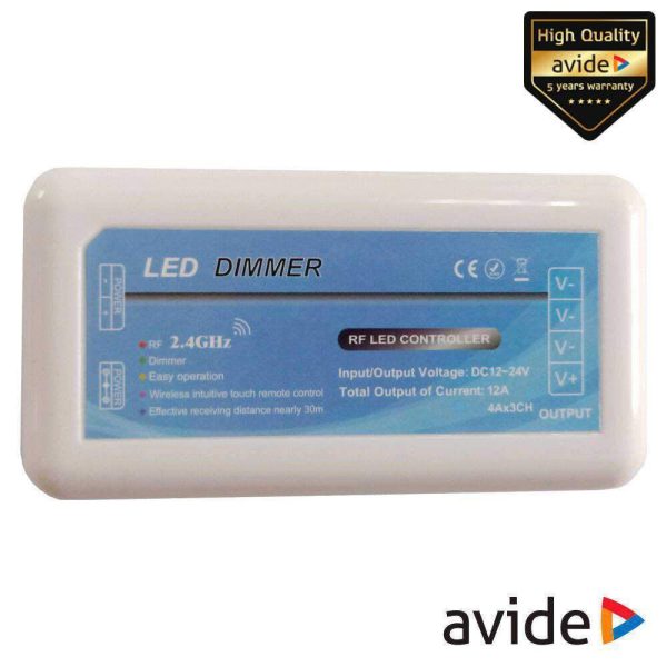 Controlador P/ Fita LEDS Monocor 12V/24V 12A AVIDE - (ABLS12VDIMM-4Z)