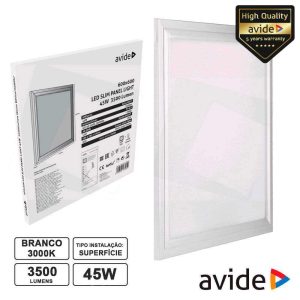 Painel LEDS Quadrado 45W 600x600mm 3000k 3100lm AVIDE - (ABSLP600-45W-WW)