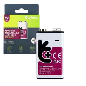 Pilha Recarregável Lítio 9V/HR22 400mA C/ USB-C - (ACCU-9V/40C-PGB1)