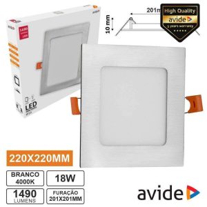 Painel LEDS Quadrado 18W 220mm 4000K 1490lm AVIDE - (ACRPNW-S-18W-SN)