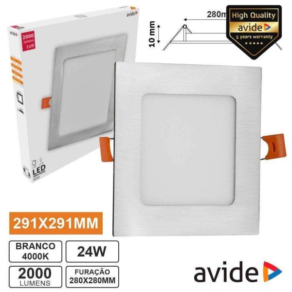 Painel LEDS Quadrado 24W 291mm 4000K 2000lm AVIDE - (ACRPNW-S-24W-SN)