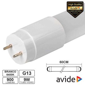 Lâmpada Tubular T8 9W 60cm LEDS G13 6400K 900lm AVIDE - (AE600T8-9W-CW)