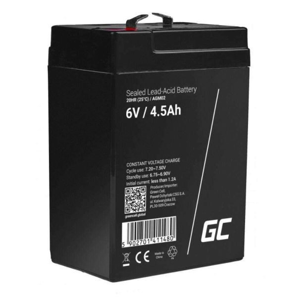 Bateria Chumbo Gel AGM 6V 4.5A GREEN CELL - (AGM02)