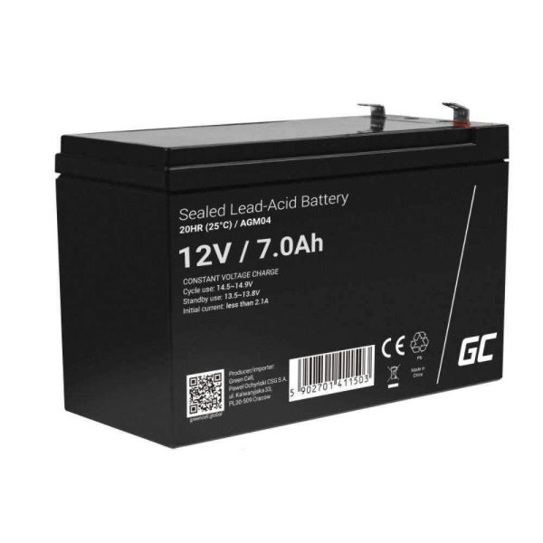 Bateria Chumbo Gel AGM 12V 7A GREEN CELL - (AGM04)
