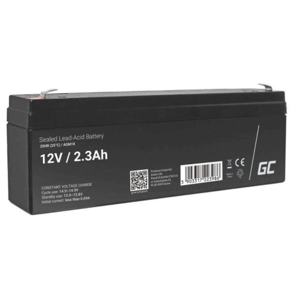 Bateria Chumbo Gel AGM 12V 2.3A GREEN CELL - (AGM18)