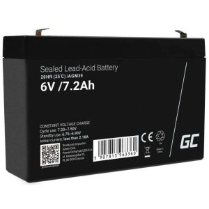 Bateria Chumbo Gel AGM 6V 7.2A GREEN CELL - (AGM39)
