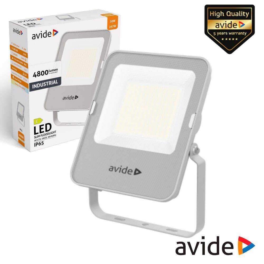 Foco LED Industrial 30W 230V 4000K 4800lm Cinza IP65 AVIDE - (AILFLNW-30W)