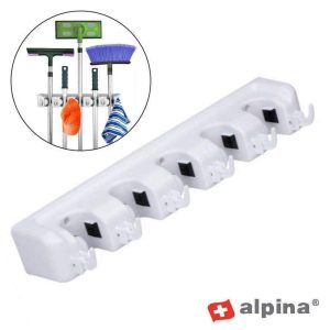 Suporte de Parede P/ 5 Vassouras/Esfregonas ALPINA - (ALP121)