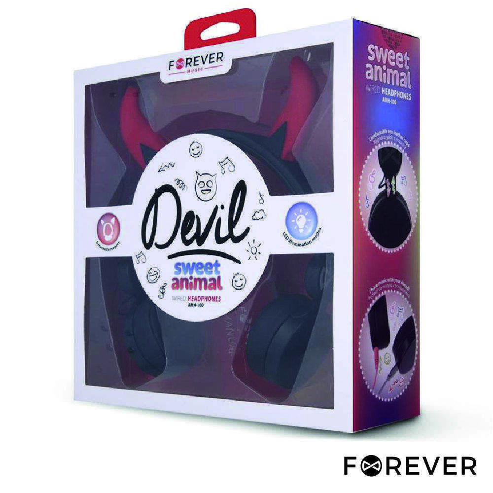 Auscultadores Stereo C/ Fios Diabo C/ LEDS FOREVER - Image 2