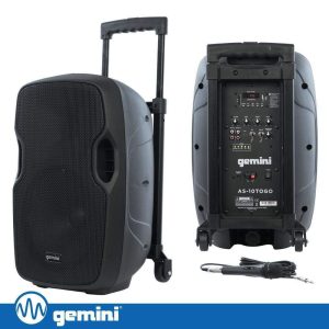 Coluna Amplificada 10" 1000W BT/FM/USB/SD/MIC/BAT GEMINI - (AS-10TOGO)