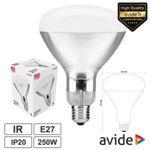Lâmpada E27 250W Infravermelhos Topo Branco AVIDE - (ASIR27-250W-C)