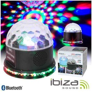 Projetor Luz C/ 5 LEDS 1W RGBAW Coluna 3W USB/BT/SD IBIZA - (ASTRO-BAT-BT)