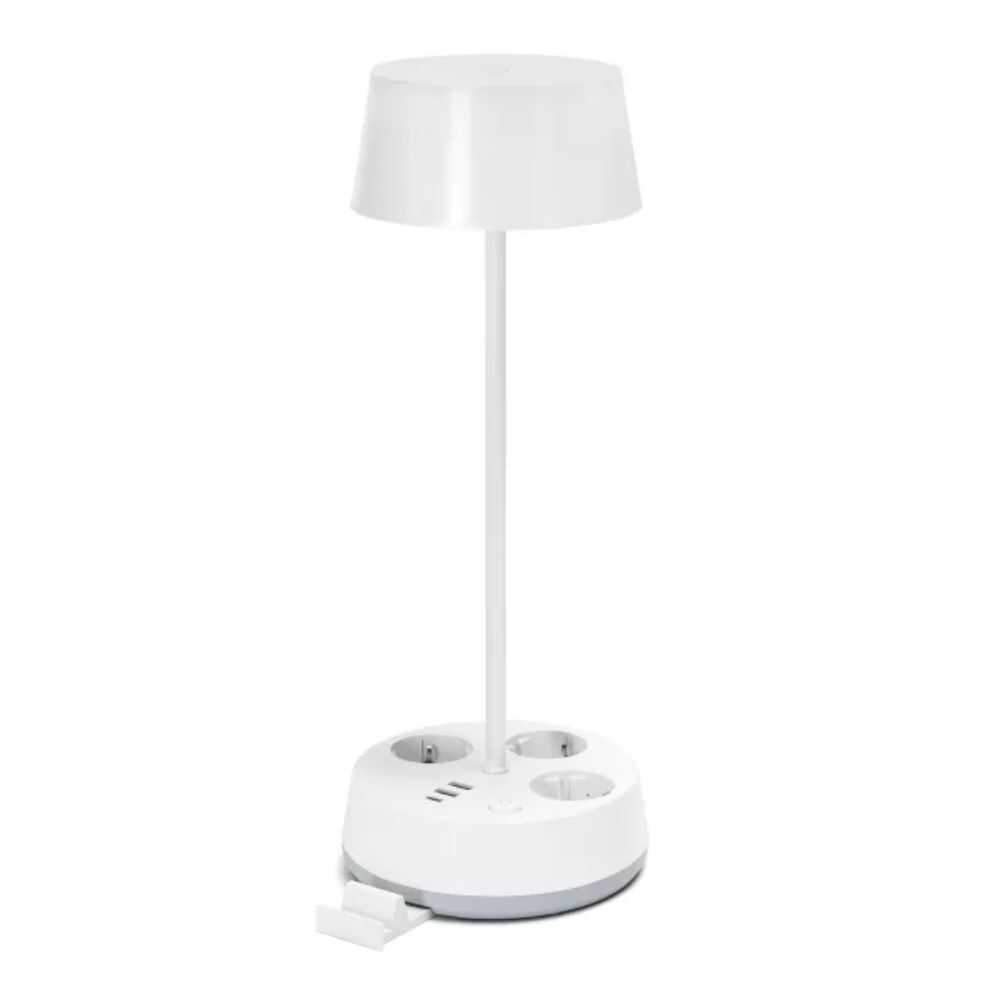 Candeeiro Mesa LED 4.6W C/ 3x Schuko/3x USB/Sup. Telemóvel - (B1031143I)