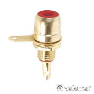 Ficha Rca Fêmea Dourada-Vermelha Chassis VELLEMAN - (CA056R)