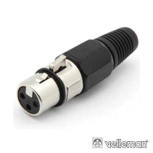 Ficha XLR 3p Fêmea Niquelado C/ Guarda Cabo VELLEMAN - (CA100B)