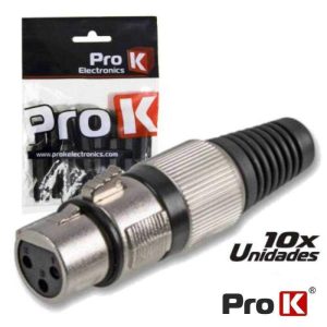 Ficha XLR 3p Fêmea Niquelada 10X PROK - (CA124/10)