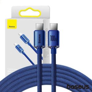 Cabo USB-C P/ USB-C Macho 100W 2m Crystal Shine BASEUS - (CAJY000703)
