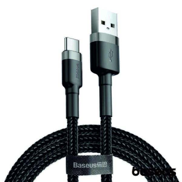 Cabo USB-A 2.0 Macho /  USB-C 2A 2m Cinza Cafule BASEUS - (CATKLF-CG1)