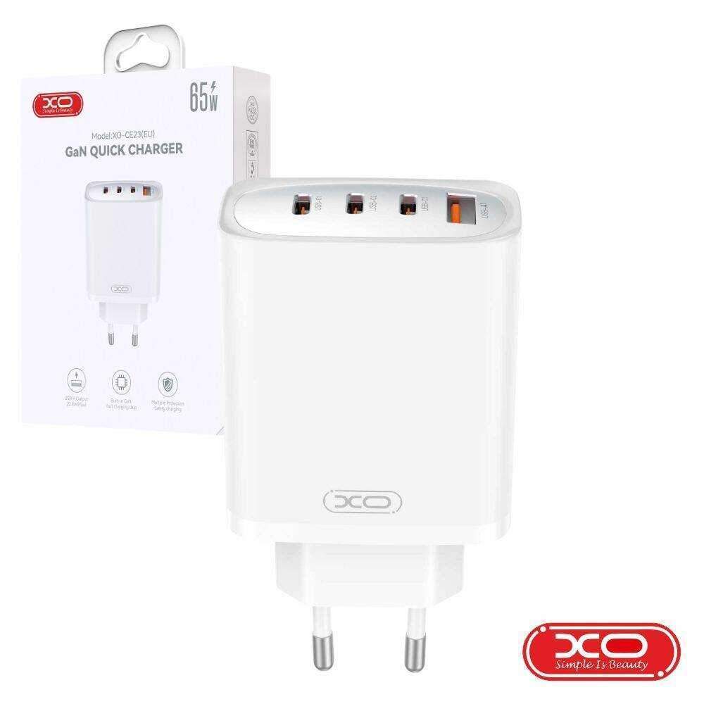 Alimentador 1x USB-A 3x USB-C PD 65W GaN XO - (CE23)