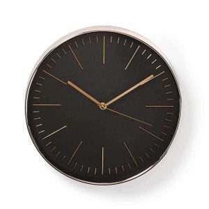 Relógio De Parede Redondo Preto/Rose Gold Ø30cm - (CLWA013PC30BK)