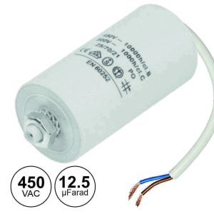 Condensador Arranque 12.5uf 450V + Terra C/ Fios - (COAF12.5/450)