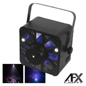 Projetor Luz C/ 5 LEDS 3W RGBAW + 8 LEDS Laser DMX AFXLIGHT - (COMBOLED-RB)