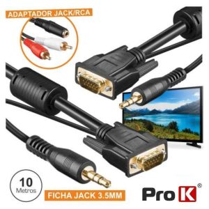 Cabo VGA Dourado Macho / Macho 10m C/Filtro E Audio PROK - (CVGA10AA)