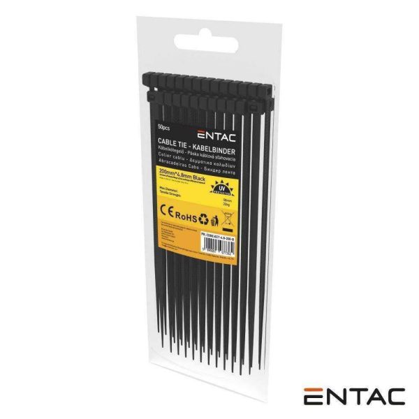 Conjunto 50 Abraçadeiras Nylon 4.8x200mm Preto ENTAC - Image 2