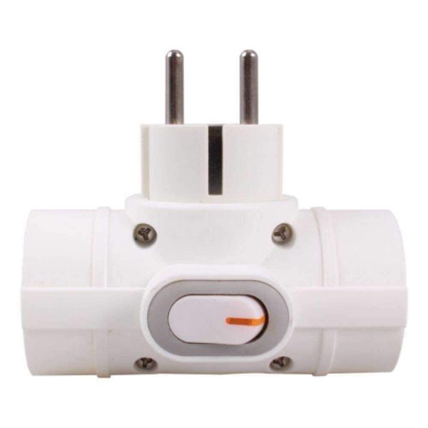 Ficha Elétrica Adaptadora 3x Schuko C/ Interruptor - Image 2