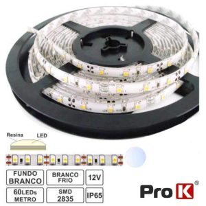 Fita 300 LEDS 2835 Impermeável Branco Frio 12V 5m PROK - (FL43CW)