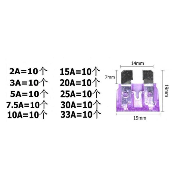 Conjunto de 100 Fusíveis 19mm P/ Automóvel 2-35A - Image 2
