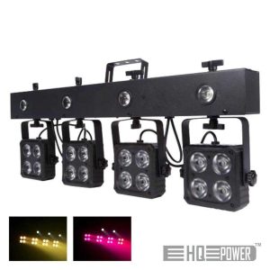 Barra C/ 4 Projetores LED RGBW 16x8W 4 Strobes DMX HQ POWER - (HQLE10034)