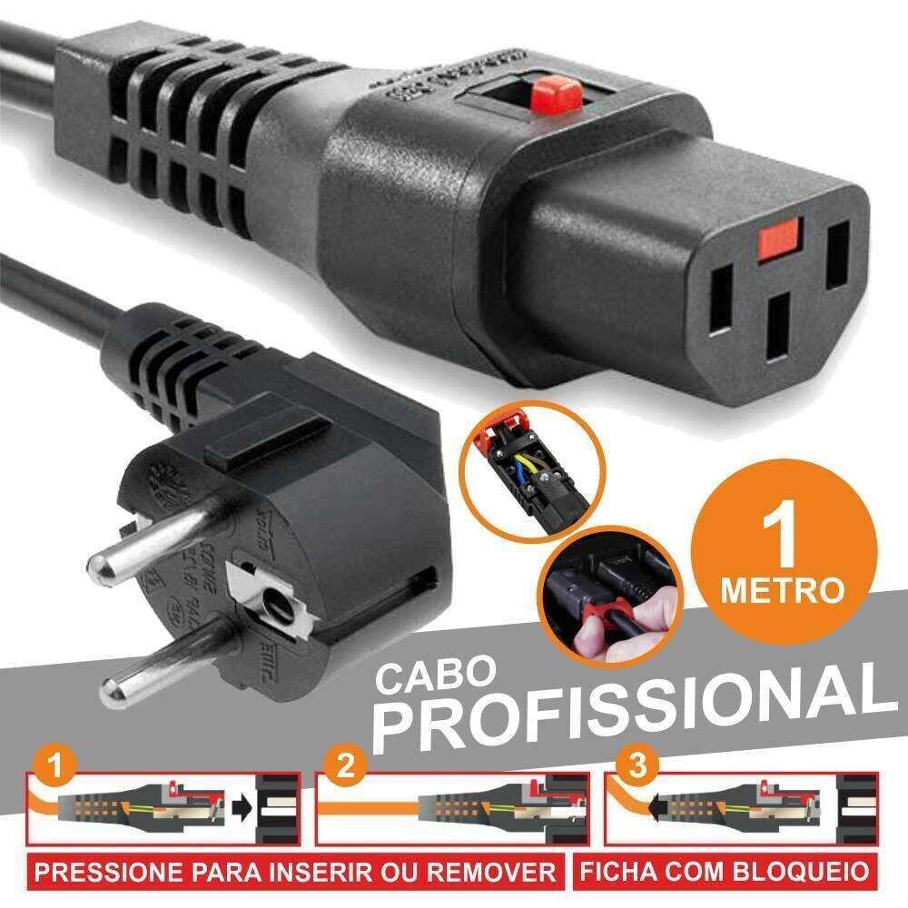 Cabo Alimentação Prof. Schuko Macho 3p / Iec C13 Fêmea 1M - (IECPRO101A)