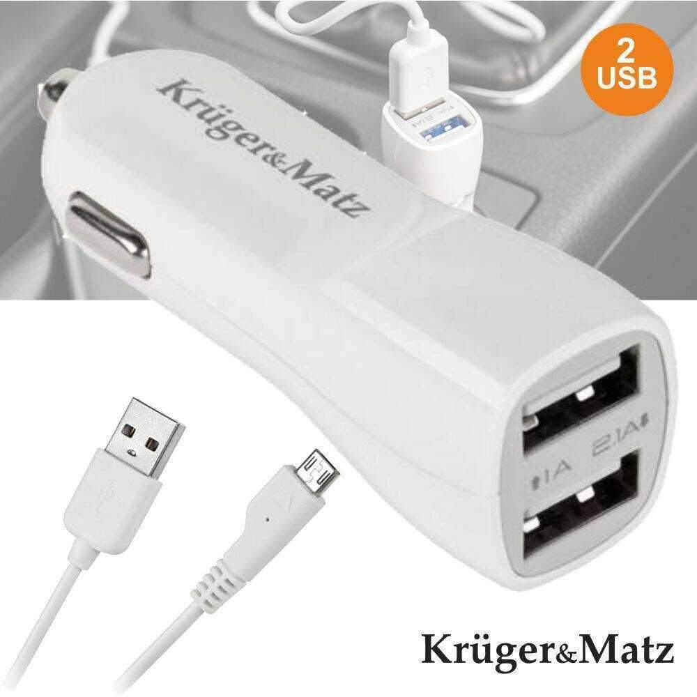 Adaptador Isqueiro 12V/24V / 2 USB 5v 2.1A Kruger Matz - (KM0018)